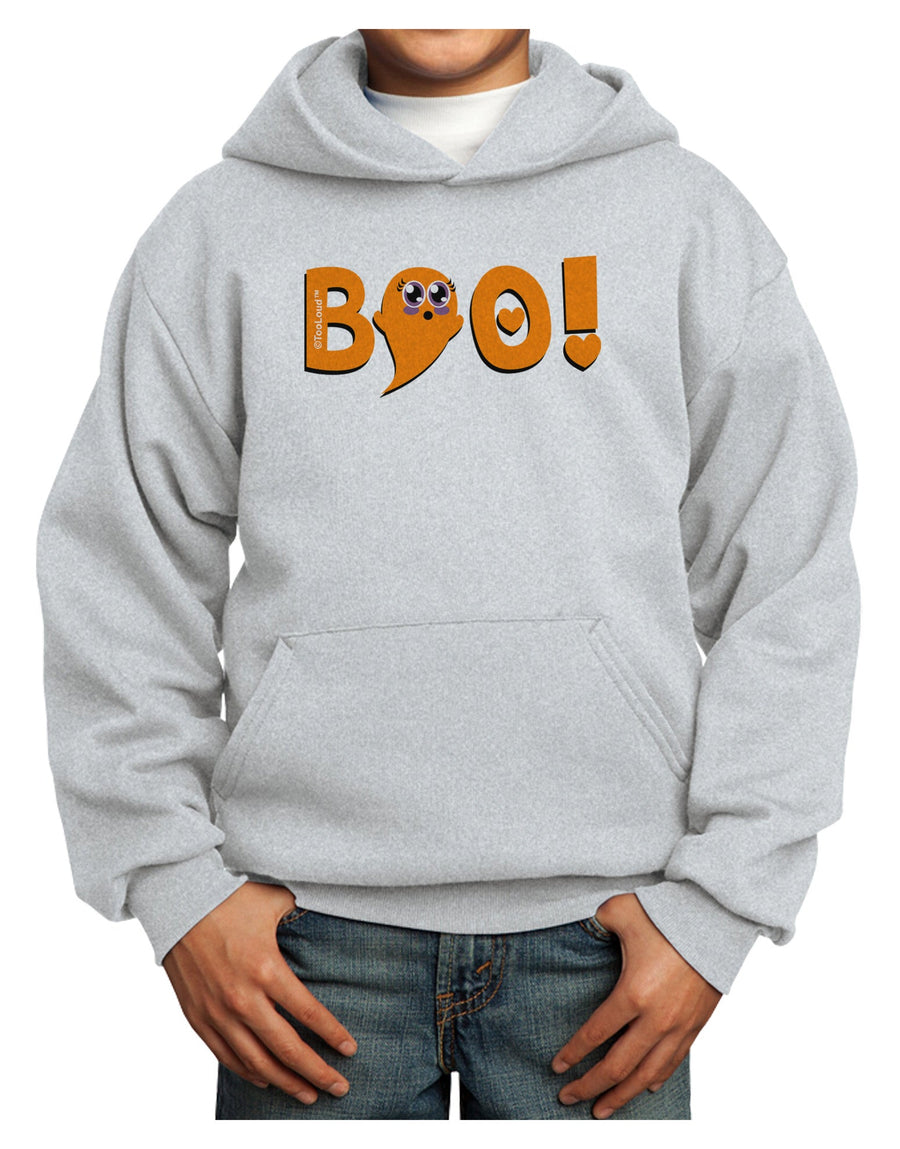 Cute Boo Text Orange Youth Hoodie Pullover Sweatshirt-Youth Hoodie-TooLoud-White-XS-Davson Sales