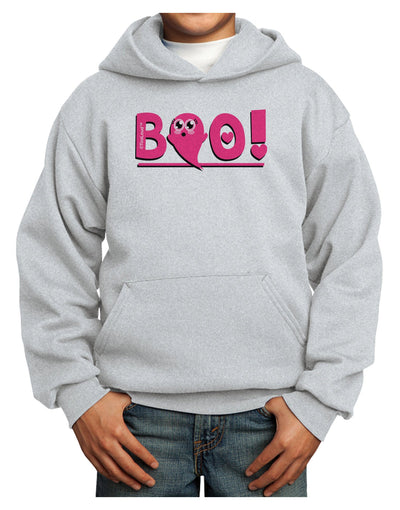 Cute Boo Text Pink Youth Hoodie Pullover Sweatshirt-Youth Hoodie-TooLoud-Ash-XS-Davson Sales