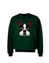 Cute Boston Terrier Dog Face Adult Dark Sweatshirt-Sweatshirts-TooLoud-Deep-Forest-Green-Small-Davson Sales