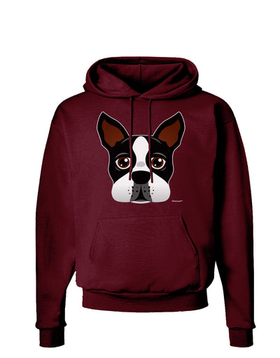 Cute Boston Terrier Dog Face Dark Hoodie Sweatshirt-Hoodie-TooLoud-Maroon-Small-Davson Sales