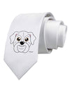 Cute Bulldog - White Printed White Necktie by TooLoud