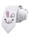 Cute Bunny Face Printed White Necktie