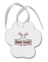 Cute Bunny - Happy Easter Paw Print Shaped Ornament by TooLoud-Ornament-TooLoud-White-Davson Sales