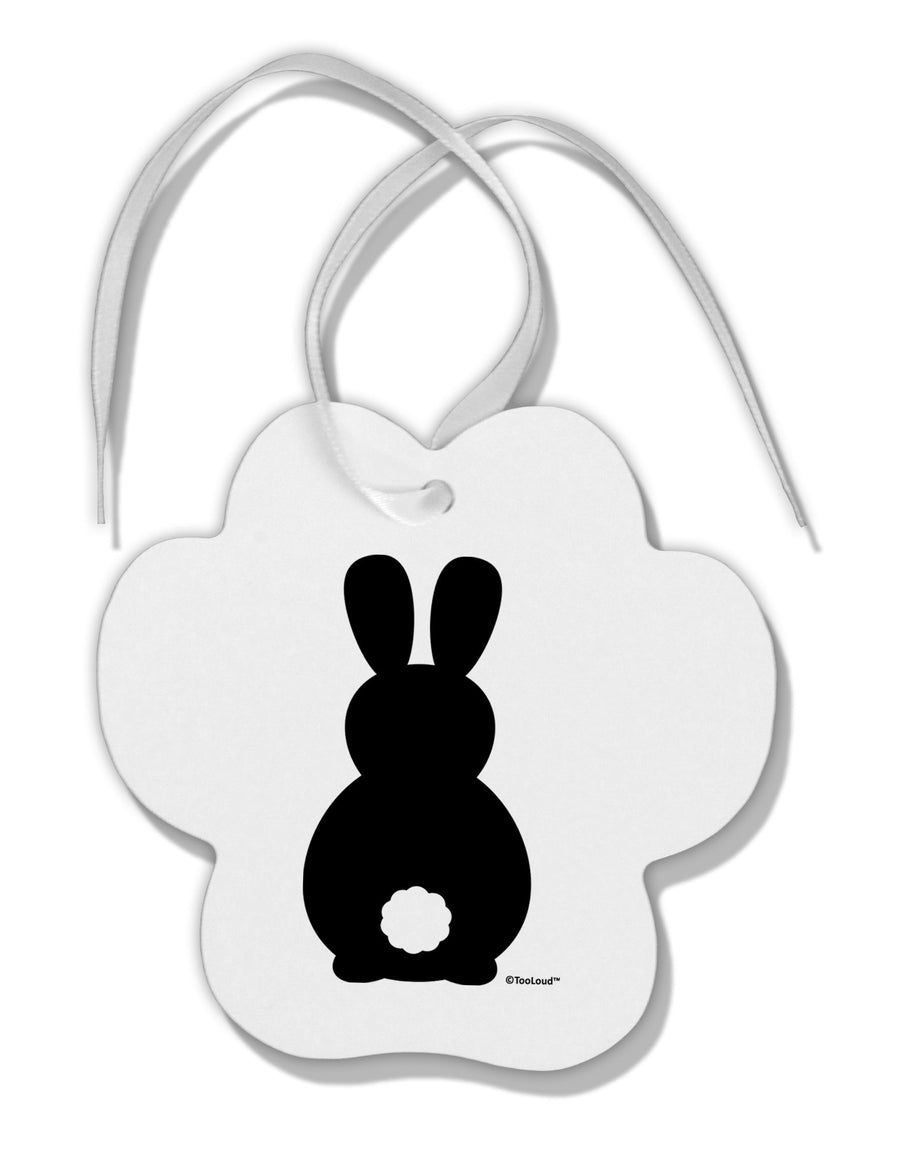 Cute Bunny Silhouette with Tail Paw Print Shaped Ornament by TooLoud-Ornament-TooLoud-White-Davson Sales