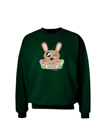 Cute Bunny with Eggs Adult Dark Sweatshirt-Sweatshirts-TooLoud-Deep-Forest-Green-Small-Davson Sales