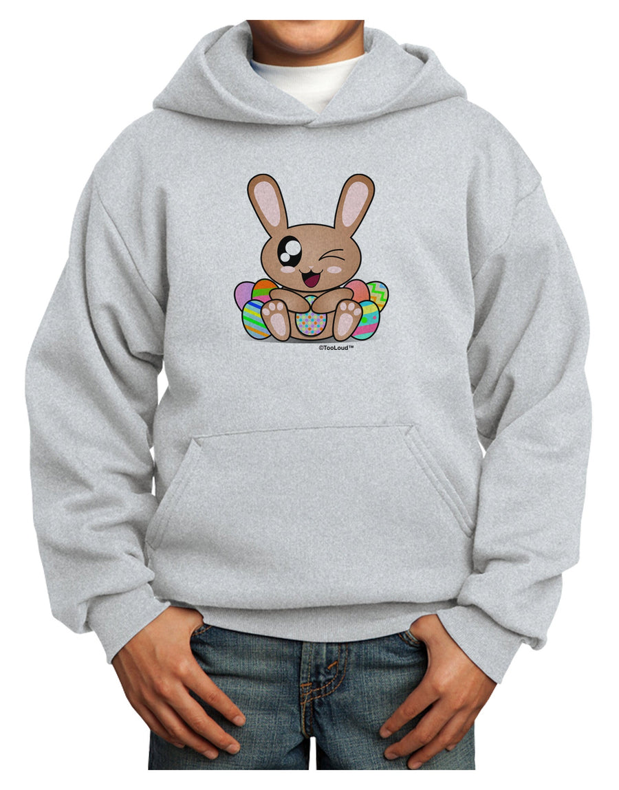Cute Bunny with Eggs Youth Hoodie Pullover Sweatshirt-Youth Hoodie-TooLoud-White-XS-Davson Sales