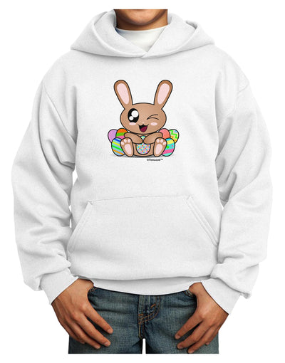 Cute Bunny with Eggs Youth Hoodie Pullover Sweatshirt-Youth Hoodie-TooLoud-White-XS-Davson Sales