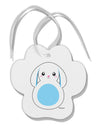 Cute Bunny with Floppy Ears - Blue Paw Print Shaped Ornament by TooLoud-Ornament-TooLoud-White-Davson Sales