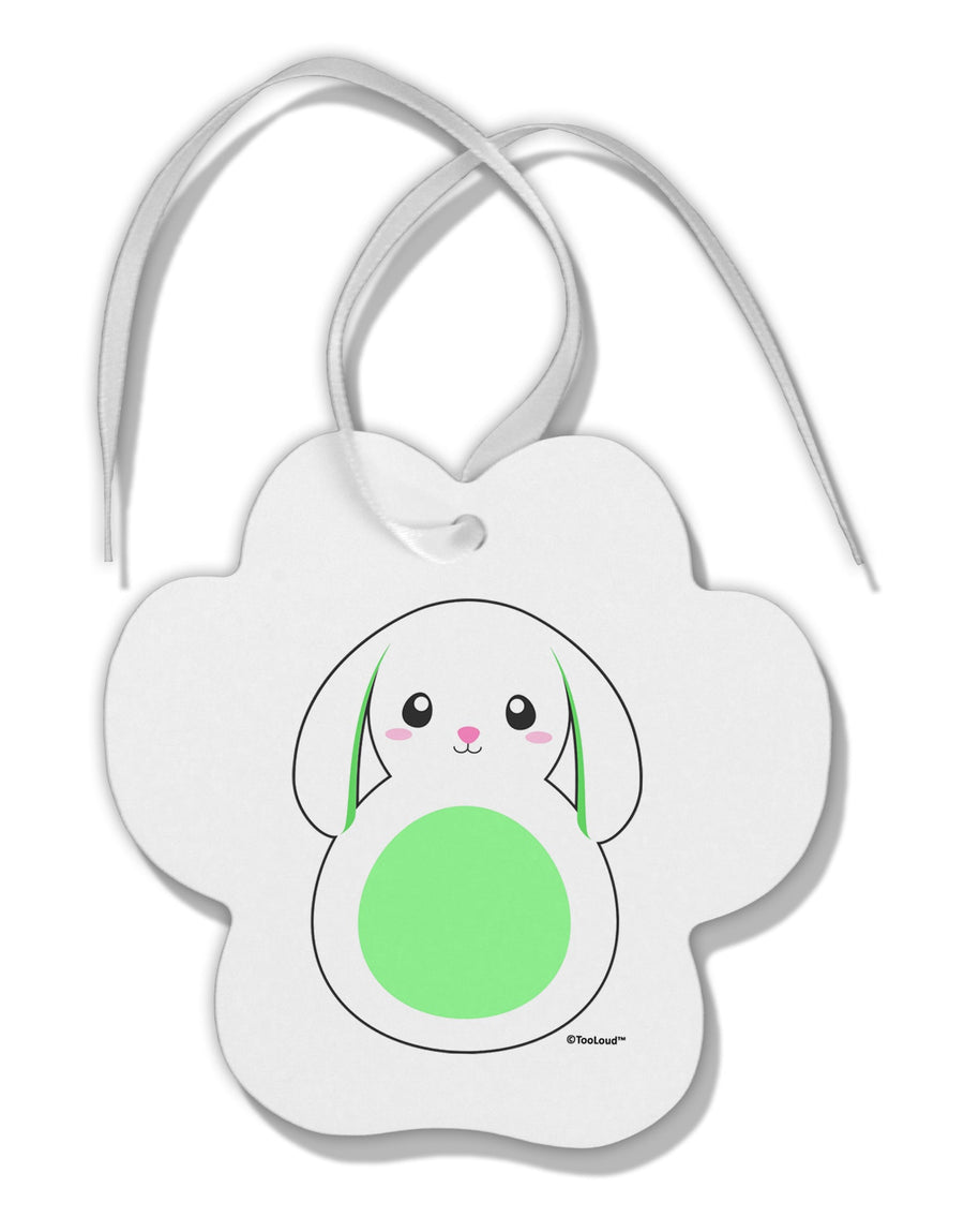 Cute Bunny with Floppy Ears - Green Paw Print Shaped Ornament by TooLoud-Ornament-TooLoud-White-Davson Sales