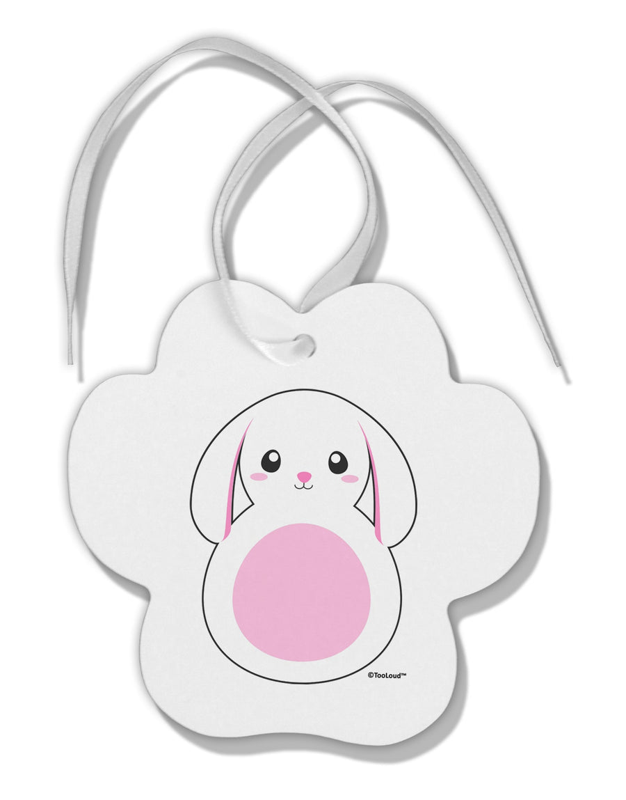 Cute Bunny with Floppy Ears - Pink Paw Print Shaped Ornament by TooLoud-Ornament-TooLoud-White-Davson Sales