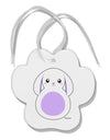 Cute Bunny with Floppy Ears - Purple Paw Print Shaped Ornament by TooLoud-Ornament-TooLoud-White-Davson Sales