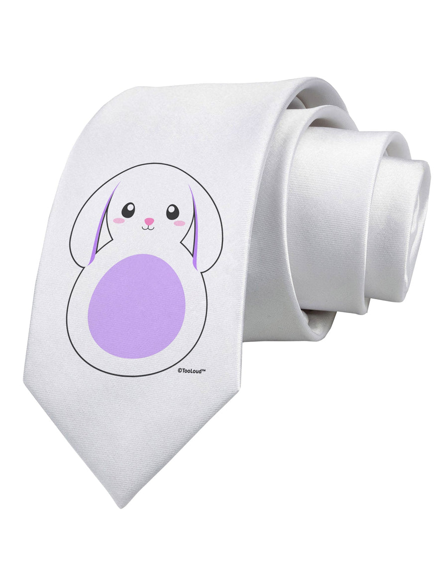 Cute Bunny with Floppy Ears - Purple Printed White Necktie by TooLoud