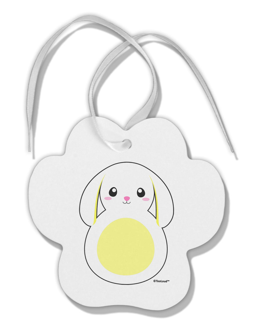 Cute Bunny with Floppy Ears - Yellow Paw Print Shaped Ornament by TooLoud-Ornament-TooLoud-White-Davson Sales