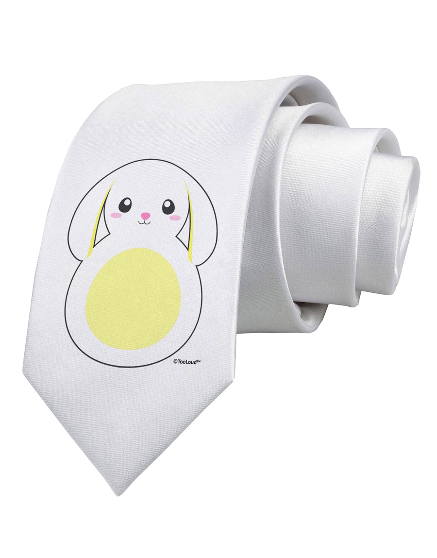 Cute Bunny with Floppy Ears - Yellow Printed White Necktie by TooLoud