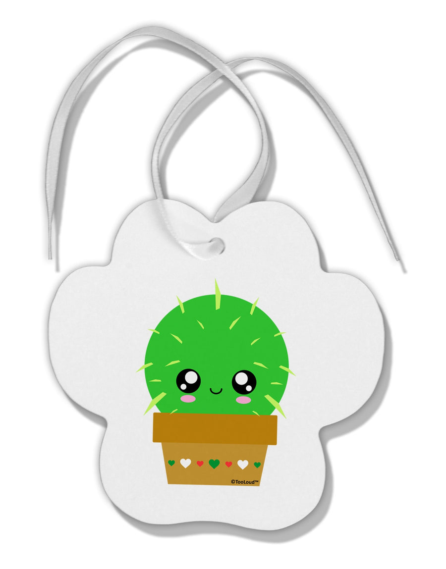 Cute Cactus Design Paw Print Shaped Ornament by TooLoud-Ornament-TooLoud-White-Davson Sales