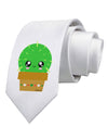 Cute Cactus Design Printed White Necktie by TooLoud