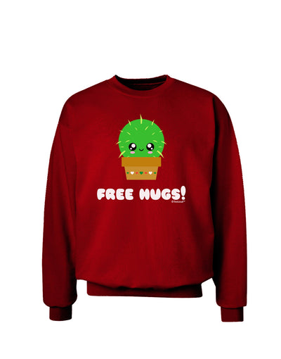 Cute Cactus - Free Hugs Adult Dark Sweatshirt-Sweatshirts-TooLoud-Deep-Red-Small-Davson Sales