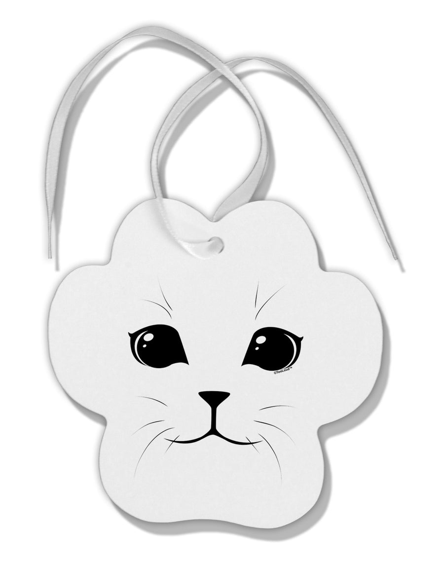 Cute Cat Face Paw Print Shaped Ornament by TooLoud-Ornament-TooLoud-White-Davson Sales