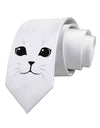 Cute Cat Face Printed White Necktie by