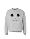 Cute Cat Face Sweatshirt by-Sweatshirts-TooLoud-AshGray-Small-Davson Sales