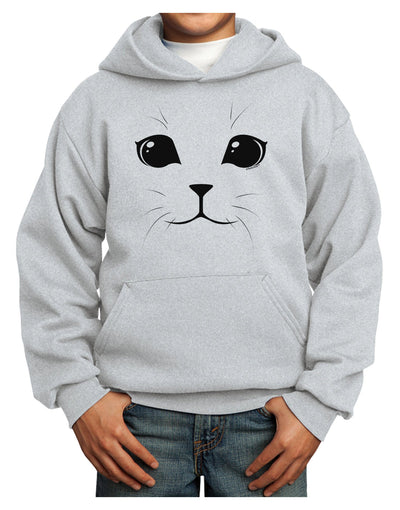 Cute Cat Face Youth Hoodie Pullover Sweatshirt by-Youth Hoodie-TooLoud-Ash-XS-Davson Sales