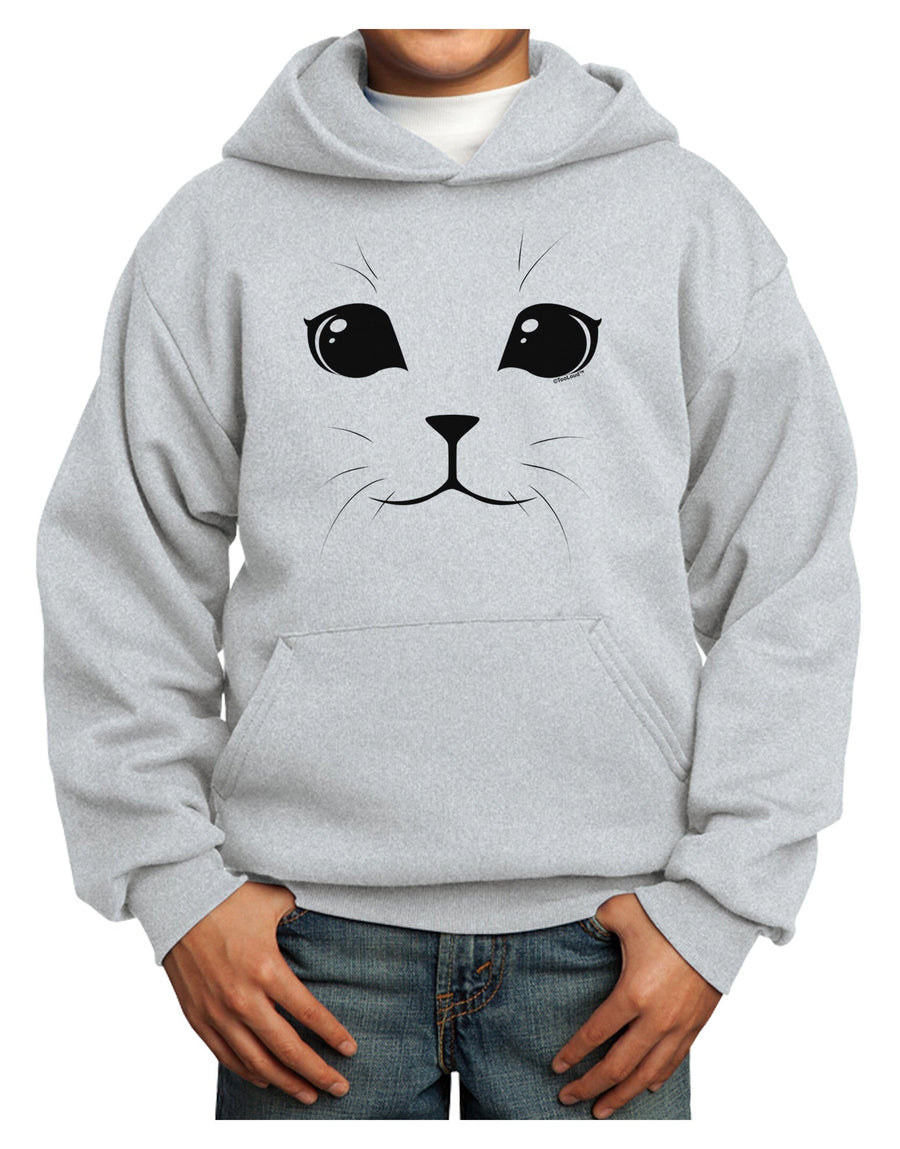 Cute Cat Face Youth Hoodie Pullover Sweatshirt by-Youth Hoodie-TooLoud-White-XS-Davson Sales