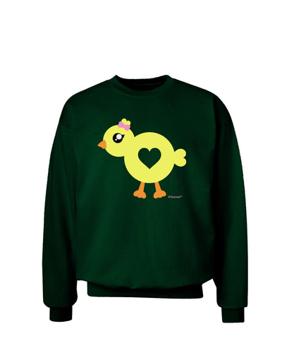 Cute Chick with Bow Adult Dark Sweatshirt by TooLoud-Sweatshirts-TooLoud-Deep-Forest-Green-Small-Davson Sales