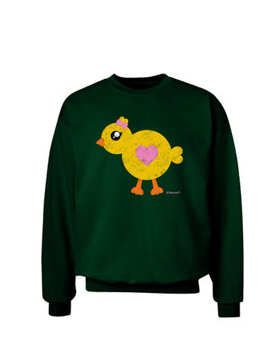 Cute Chick with Bow - Crayon Style Drawing Adult Dark Sweatshirt by TooLoud-Sweatshirts-TooLoud-Deep-Forest-Green-Small-Davson Sales