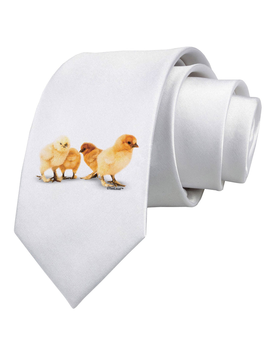 Cute Chicks Printed White Necktie