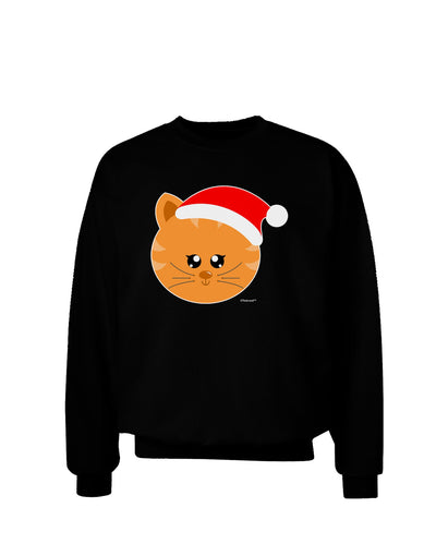 Cute Christmas Cat Santa Hat Adult Dark Sweatshirt-Sweatshirts-TooLoud-Black-Small-Davson Sales