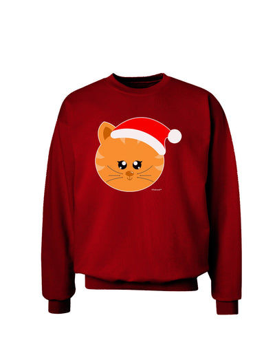 Cute Christmas Cat Santa Hat Adult Dark Sweatshirt-Sweatshirts-TooLoud-Deep-Red-Small-Davson Sales