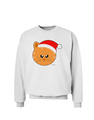 Cute Christmas Cat Santa Hat Sweatshirt-Sweatshirts-TooLoud-White-Small-Davson Sales