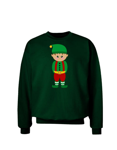 Cute Christmas Elf Boy Adult Dark Sweatshirt-Sweatshirts-TooLoud-Deep-Forest-Green-Small-Davson Sales