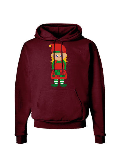 Cute Christmas Elf Girl Dark Hoodie Sweatshirt-Hoodie-TooLoud-Maroon-Small-Davson Sales