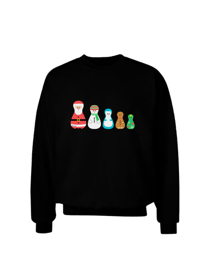 Cute Christmas Matryoshka Nesting Dolls Adult Dark Sweatshirt-Sweatshirts-TooLoud-Black-Small-Davson Sales