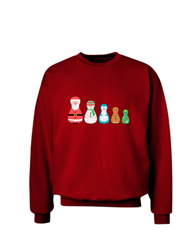 Cute Christmas Matryoshka Nesting Dolls Adult Dark Sweatshirt-Sweatshirts-TooLoud-Deep-Red-Small-Davson Sales