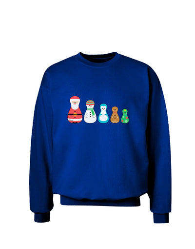 Cute Christmas Matryoshka Nesting Dolls Adult Dark Sweatshirt-Sweatshirts-TooLoud-Deep-Royal-Blue-Small-Davson Sales