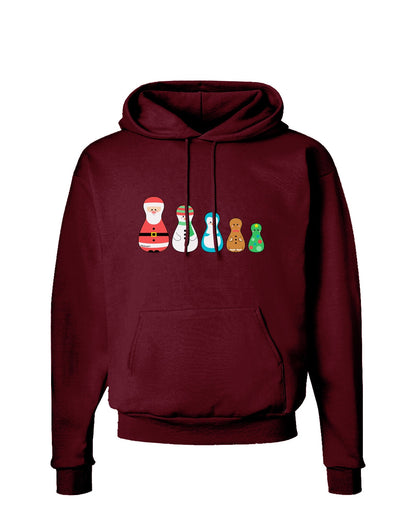 Cute Christmas Matryoshka Nesting Dolls Dark Hoodie Sweatshirt-Hoodie-TooLoud-Maroon-Small-Davson Sales