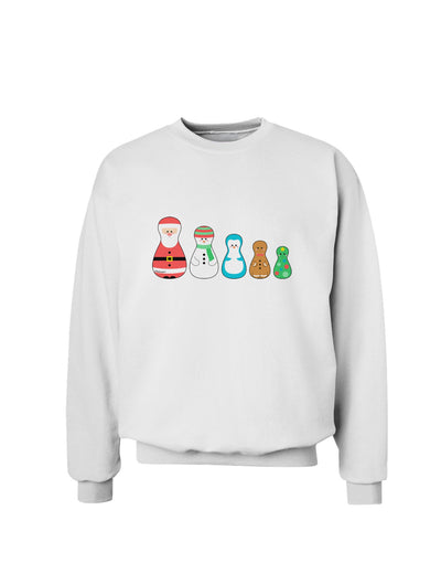 Cute Christmas Matryoshka Nesting Dolls Sweatshirt-Sweatshirts-TooLoud-White-Small-Davson Sales