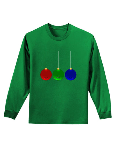 Cute Christmas Ornaments Adult Long Sleeve Dark T-Shirt-Ornament-TooLoud-Kelly-Green-Small-Davson Sales