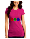 Cute Christmas Ornaments Juniors Crew Dark T-Shirt-Ornament-TooLoud-Hot-Pink-Juniors Fitted Small-Davson Sales