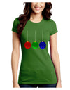 Cute Christmas Ornaments Juniors Crew Dark T-Shirt-Ornament-TooLoud-Kiwi-Green-Juniors Fitted Small-Davson Sales