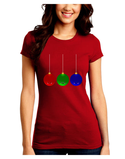 Cute Christmas Ornaments Juniors Crew Dark T-Shirt-Ornament-TooLoud-Red-Juniors Fitted Small-Davson Sales