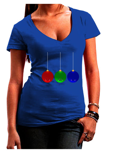 Cute Christmas Ornaments Juniors V-Neck Dark T-Shirt-Womens V-Neck T-Shirts-TooLoud-Royal-Blue-Juniors Fitted Small-Davson Sales