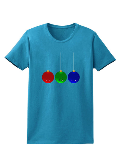 Cute Christmas Ornaments Womens Dark T-Shirt-Ornament-TooLoud-Turquoise-X-Small-Davson Sales