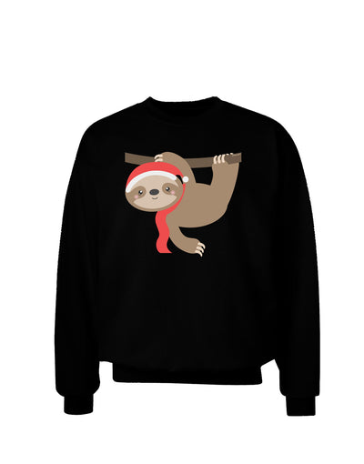 Cute Christmas Sloth with Santa Hat Adult Dark Sweatshirt-Sweatshirts-TooLoud-Black-Small-Davson Sales