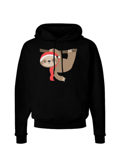 Cute Christmas Sloth with Santa Hat Dark Hoodie Sweatshirt-Hoodie-TooLoud-Black-Small-Davson Sales