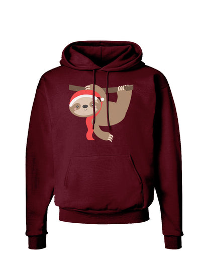 Cute Christmas Sloth with Santa Hat Dark Hoodie Sweatshirt-Hoodie-TooLoud-Maroon-Small-Davson Sales