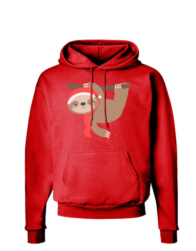 Cute Christmas Sloth with Santa Hat Dark Hoodie Sweatshirt-Hoodie-TooLoud-Red-Small-Davson Sales