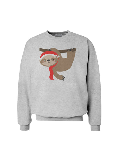 Cute Christmas Sloth with Santa Hat Sweatshirt-Sweatshirts-TooLoud-AshGray-Small-Davson Sales